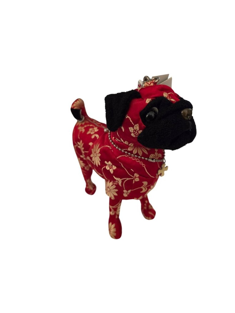 Rare Limited Edition Fuzzynation Pug Dog Purse Red Gold Brocade Handbag #0408 NW